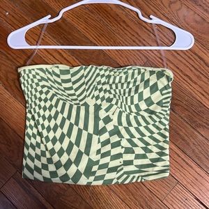 Rue 21 Tube Top Checkered Neon Green Top